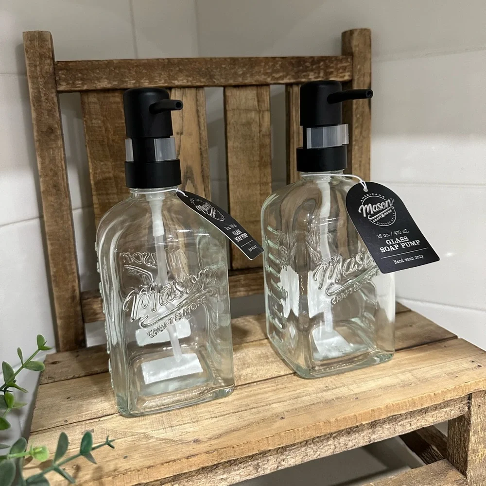 🆕 Set of 2 | Mason Glass Soap Dispensers!